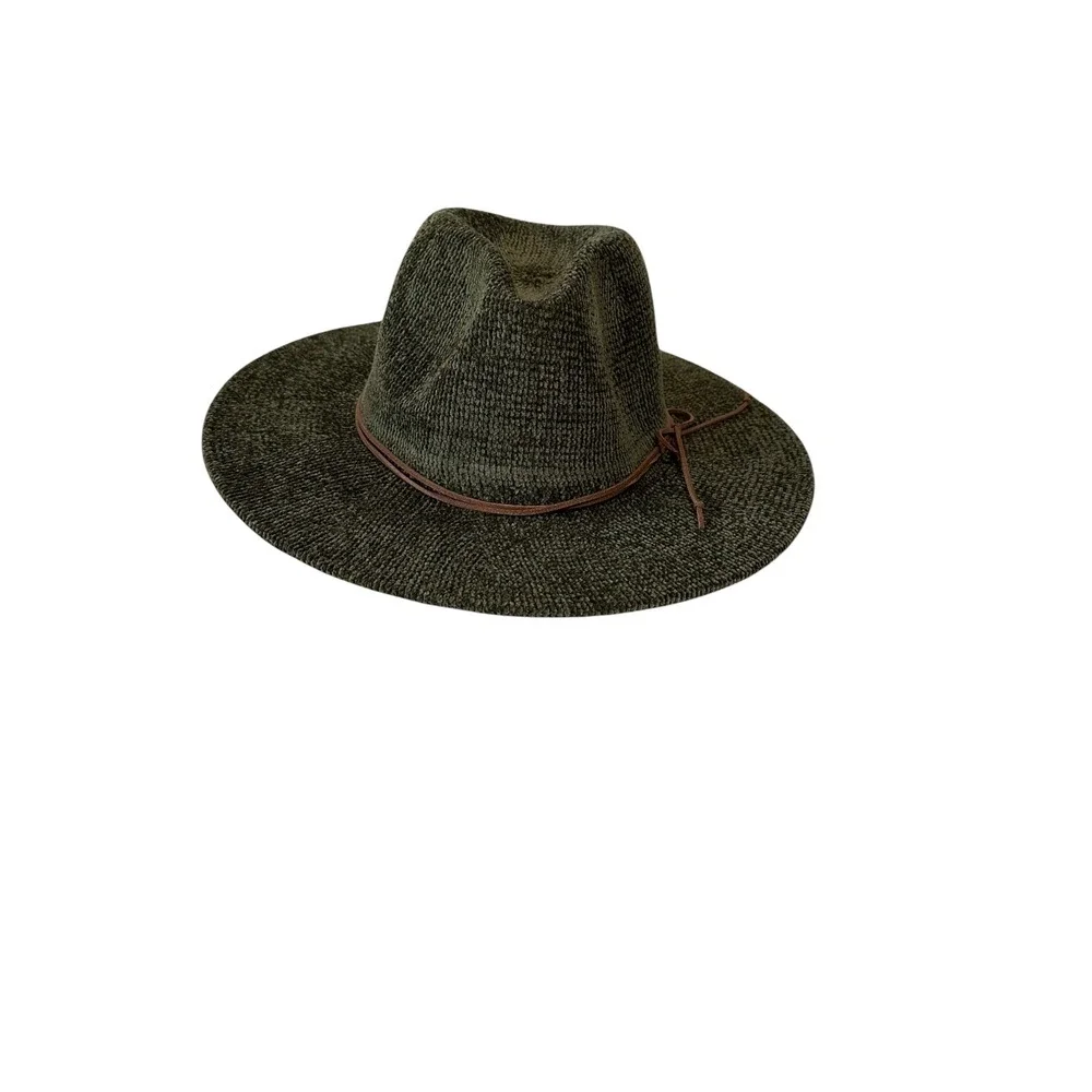 Wearable Art Fedora Hat‎ Adult One Size Olive Green NEW Textured Wide Brim Boho